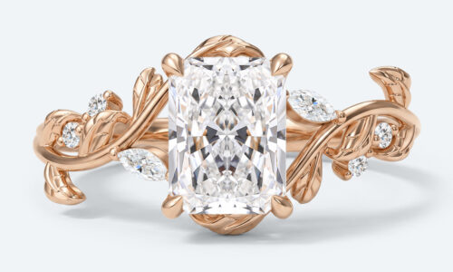 Radiant Cut Lab Grown Diamond Nature-inspired 4 Claw Prong Engagement Ring in Rose Gold (4)
