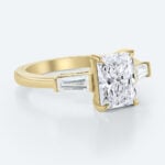 Radiant Cut Lab Grown Diamond Three Stone 4 Claw Prong Engagement Ring (2)