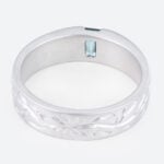 Baguette Cut Green Sapphire Finish Matte Wide Wedding Band in white gold