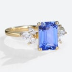 Engagement Rings Emerald Cut Lab Created Sapphire Rings Classic Elegance Cluster