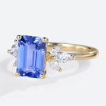 Engagement Rings Emerald Cut Lab Created Sapphire Rings Classic Elegance Cluster