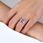 Engagement Rings Emerald Cut Lab Created Sapphire Rings Classic Elegance Cluster