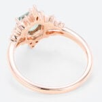 Green Sapphire Rose Gold Ring Hexagon Cut Engagement Ring
