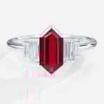 Lab Ruby Ring Unique Long Hexagon Cut Ruby Engagement Rings White Gold