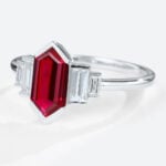 Lab Ruby Ring Unique Long Hexagon Cut Ruby Engagement Rings White Gold