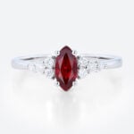 Marquise Cut Lab Ruby Charming Engagement Ring with Petal Design
