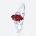 Marquise Cut Lab Ruby Charming Engagement Ring with Petal Design
