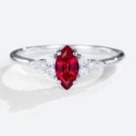 Lab Made Rubies Cluster Diamond Rings Vintage Style Engagement Rings in white gold