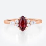 Lab Made Rubies Cluster Diamond Rings Vintage Style Engagement Rings in rose gold