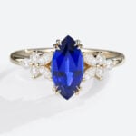1CT Lab Grown Sapphire​ Ring Marquise Cut Floral-Inspired Design