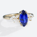1CT Lab Grown Sapphire​ Ring Marquise Cut Floral-Inspired Design