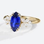 1CT Lab Grown Sapphire​ Ring Marquise Cut Floral-Inspired Design