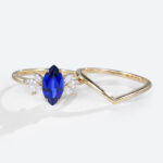Lab Grown Sapphires Rings Set Simple Sapphire Rings with Curved Solid Band
