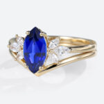 Lab Grown Sapphires Rings Set Simple Sapphire Rings with Curved Solid Band