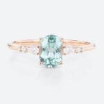1.5ct Oval Cut Green Sapphire Ring Cluster Classic Engagement Rings