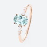 1.5ct Oval Cut Green Sapphire Ring Cluster Classic Engagement Rings