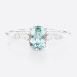 1.5ct Oval Cut Green Sapphire Ring Cluster Classic Engagement Rings