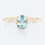 1.5ct Oval Cut Green Sapphire Ring Cluster Classic Engagement Rings