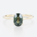 Oval Cut Green Sapphire Unique 1.5ct Solitaire Engagement Rings
