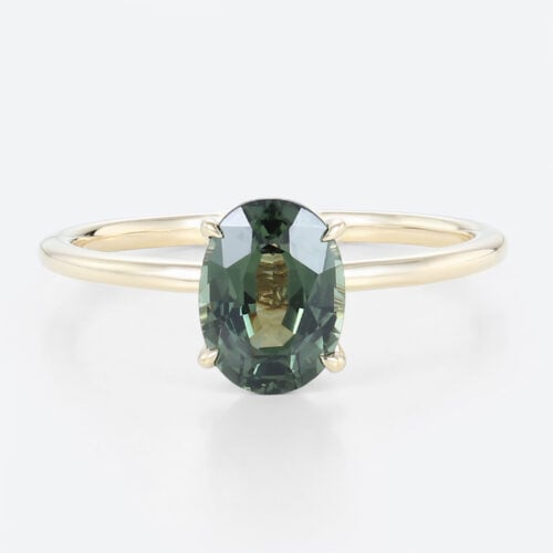 Oval Cut Green Sapphire Unique 1.5ct Solitaire Engagement Rings
