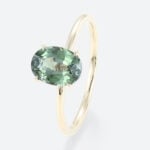 Oval Cut Green Sapphire Unique 1.5ct Solitaire Engagement Rings