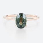 Oval Cut Green Sapphire Unique 1.5ct Solitaire Engagement Rings