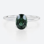 Oval Cut Green Sapphire Unique 1.5ct Solitaire Engagement Rings