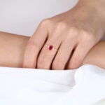 Oval Cut Lab Ruby Cluster Engagement Rings Petite Bridal Ring (4)