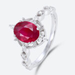 White Gold Oval Lab Grown Ruby Ring 1.3ct Vintage-Inspired Engagement Rings