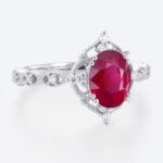 White Gold Oval Lab Grown Ruby Ring 1.3ct Vintage-Inspired Engagement Rings