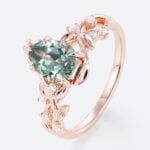 Pear Cut Green Sapphire Ring Women's Nature Inspired Rings