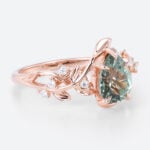 Pear Cut Green Sapphire Ring Women's Nature Inspired Rings