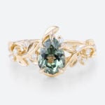 Pear Cut Green Sapphire Ring Women's Nature Inspired Rings
