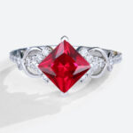 Lab Ruby Rings​ White Gold Princess Cut Engagement Rings