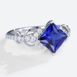 1.4ct Lab Made Sapphire Infitiny White Gold Princess Cut Engagement Rings