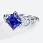 1.4ct Lab Made Sapphire Infitiny White Gold Princess Cut Engagement Rings