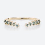 Open Green Sapphire Engagement Ring Yellow Gold Stacking Band