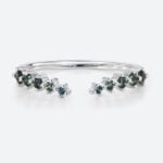 Open Green Sapphire Engagement Ring White Gold Stacking Band