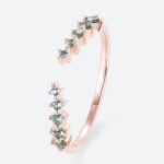 Open Green Sapphire Engagement Ring Rose Gold Stacking Band