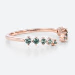 Open Green Sapphire Engagement Ring Rose Gold Stacking Band