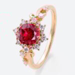 Lab Grown Ruby​ Engagement Rings Halo Romantic Elegance Bridal Ring