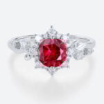 Lab Grown Ruby​ Engagement Rings Halo Romantic Elegance Bridal Ring
