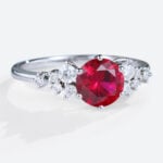 Lab Grown Rubies Cluster Vintage Round Engagement Rings for Women