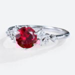 Lab Grown Rubies Cluster Vintage Round Engagement Rings for Women