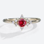 Lab Created Ruby Rings Petite Yellow Gold Round Engagement Rings