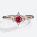 Lab Created Ruby Rings Petite Rose Gold Round Engagement Rings