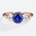 Sapphire Engagement Ring 1ct Cluster Round Cut Lab Sapphire Ring