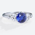 Sapphire Engagement Ring 1ct Cluster Round Cut Lab Sapphire Ring