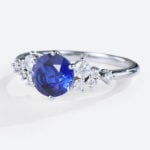 Sapphire Engagement Ring 1ct Cluster Round Cut Lab Sapphire Ring