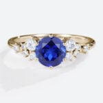 Sapphire Engagement Ring 1ct Cluster Round Cut Lab Sapphire Ring